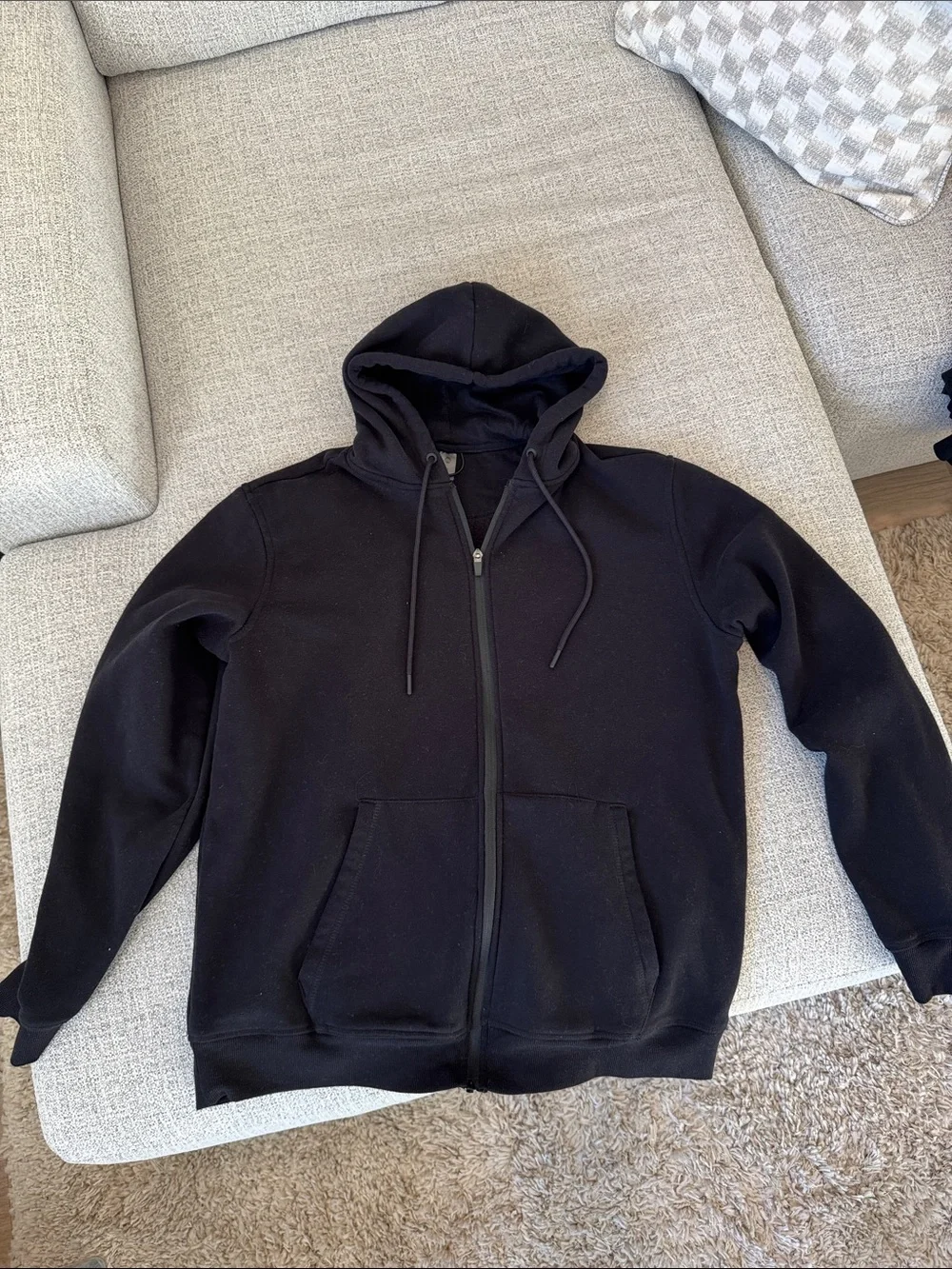 Men's Black Full-Zip Hooded Sweater